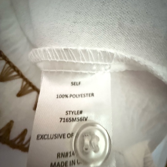 White Long Sleeve Blouse with Brown Trim - Picture 2 of 2